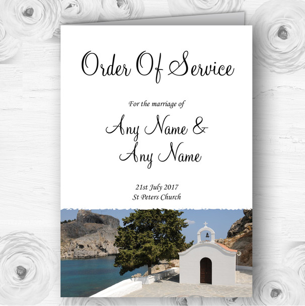 St Pauls Lindos Rhodes Abroad Personalised Wedding Double Cover Order Of Service