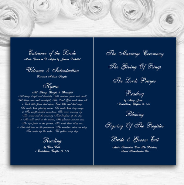 Blue Crystal Chandelier Personalised Wedding Double Sided Cover Order Of Service