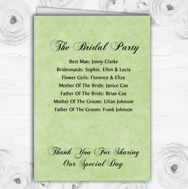 Green Black Damask & Diamond Personalised Wedding Double Cover Order Of Service