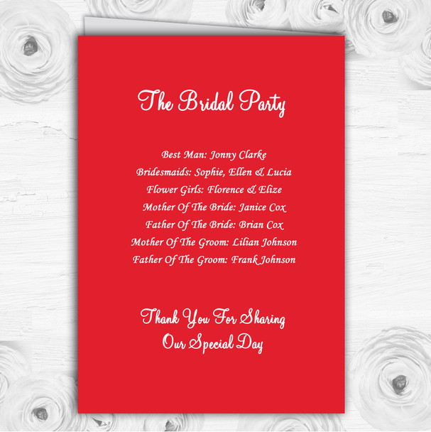 Red And Pink Romantic Hearts Personalised Wedding Double Cover Order Of Service