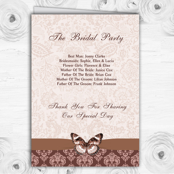 Brown Fawn Beige Vintage Floral Damask Butterfly Wedding Cover Order Of Service Brown Fawn Beige Vintage Floral Damask Butterfly Wedding Cover Order Of Service