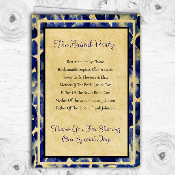 Vintage Blue Flowers Postcard Style Wedding Double Sided Cover Order Of Service