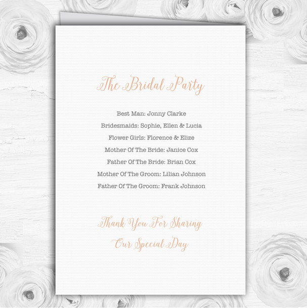 Watercolour Subtle Coral Pink Peach Wedding Double Sided Cover Order Of Service