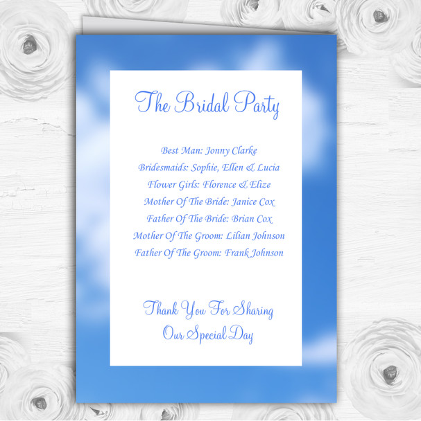 Pretty Sky Blue Flower Personalised Wedding Double Sided Cover Order Of Service