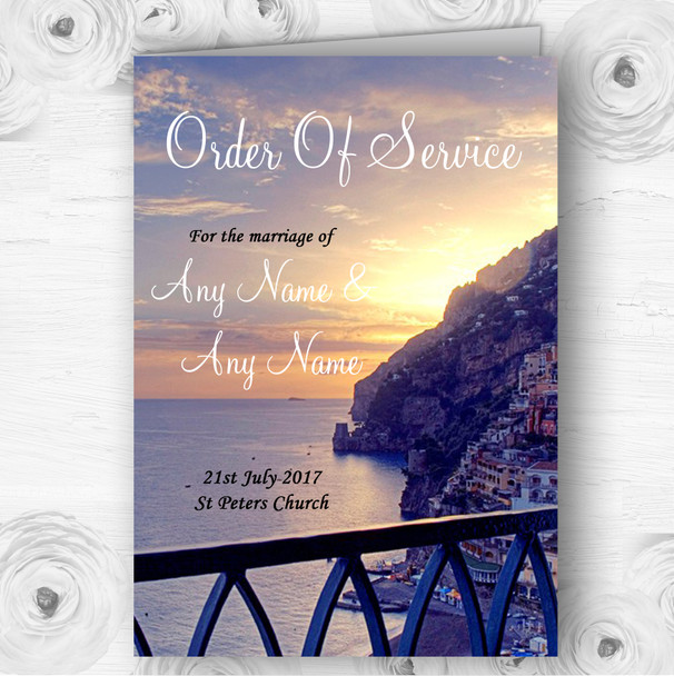 The Amalfi Coast Italy Personalised Wedding Double Sided Cover Order Of Service