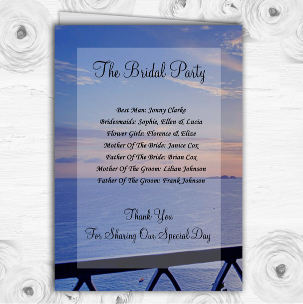 The Amalfi Coast Italy Personalised Wedding Double Sided Cover Order Of Service