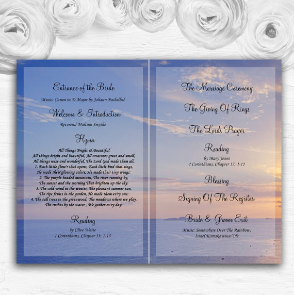 The Amalfi Coast Italy Personalised Wedding Double Sided Cover Order Of Service