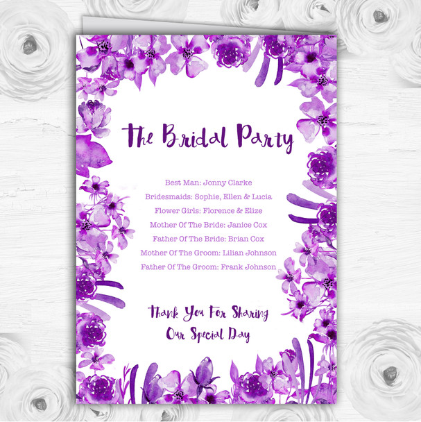 Watercolour Indigo Cadbury Purple Floral Wedding Double Cover Order Of Service