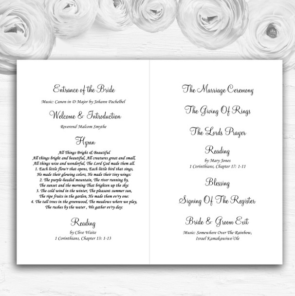 White Pearl Red Rose Petals Personalised Wedding Double Cover Order Of Service