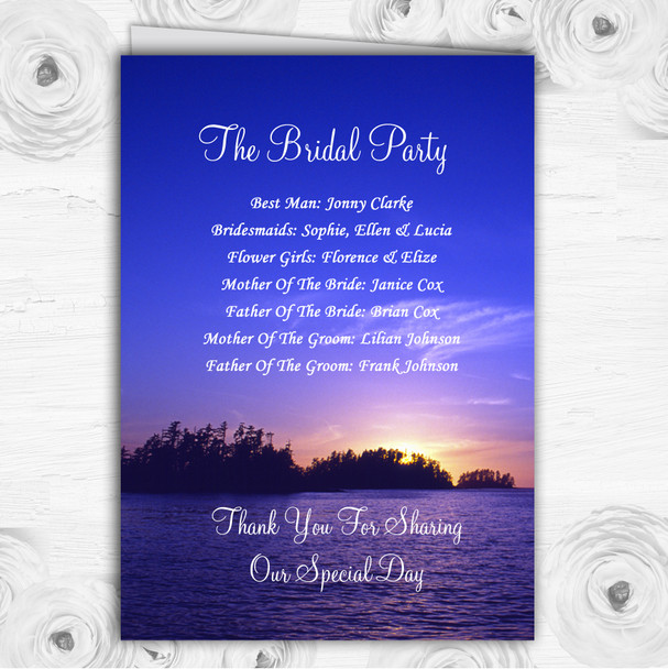 Beautiful Blue Purple Sunset Beach Wedding Double Sided Cover Order Of Service