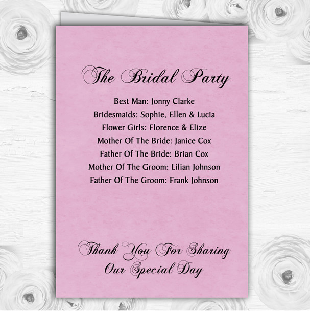 Bright Pink Black Damask & Diamond Wedding Double Sided Cover Order Of Service