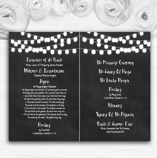 Chalk Style and Lights Watercolour Wedding Double Sided Cover Order Of Service