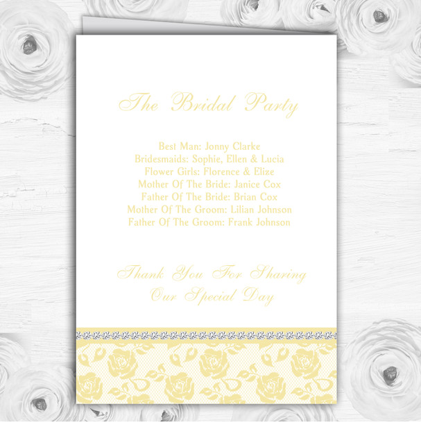 Pretty Pale Yellow Floral Diamante Wedding Double Sided Cover Order Of Service