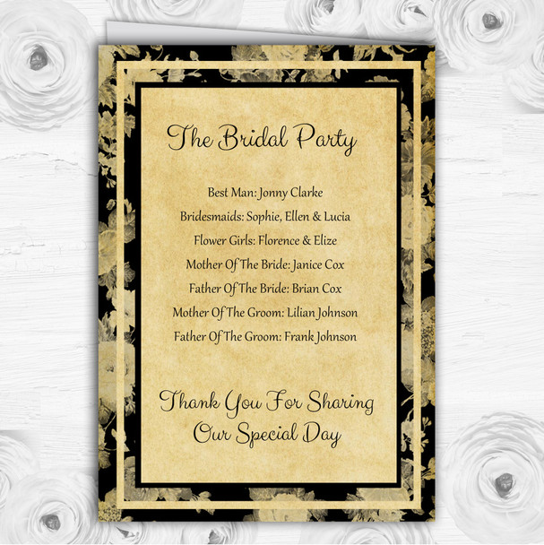 Vintage Black Roses Postcard Style Wedding Double Sided Cover Order Of Service