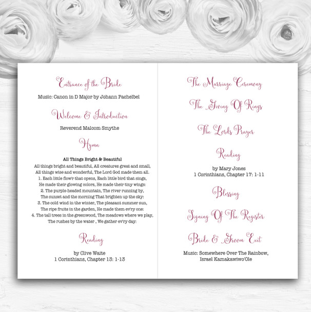 Floral Watercolour Bouquet Personalised Wedding Double Cover Order Of Service