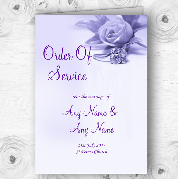 Lilac And Purple Rose Ring Personalised Wedding Double Cover Order Of Service