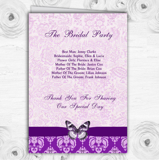 Cadbury Purple Vintage Floral Damask Butterfly Wedding Cover Order Of Service