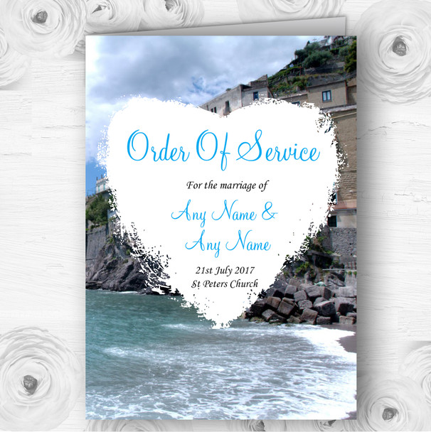 Romantic Amalfi Coast Italy Heart Wedding Double Sided Cover Order Of Service