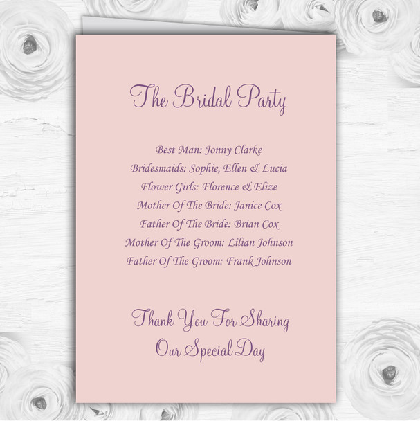 Pink Lilac Flower In Hand Personalised Wedding Double Cover Order Of Service