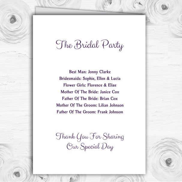 Purples Vintage Classical Personalised Wedding Double Cover Order Of Service