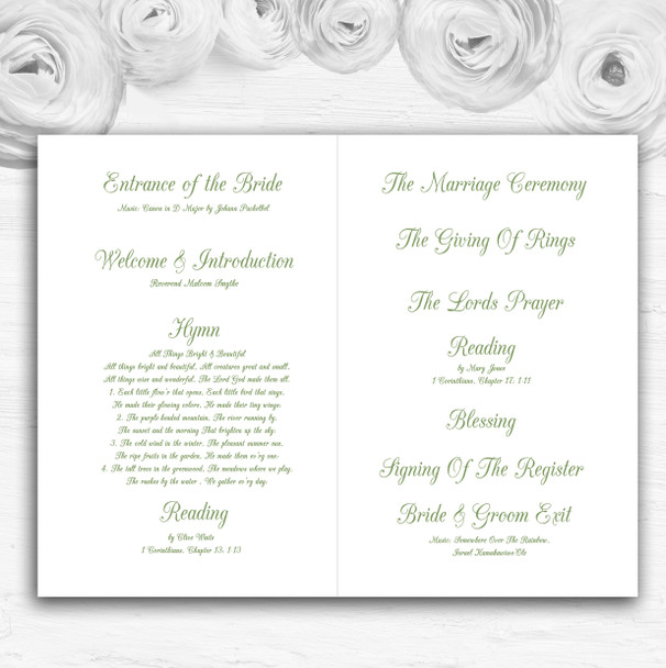 Stunning White Lily Green Personalised Wedding Double Cover Order Of Service