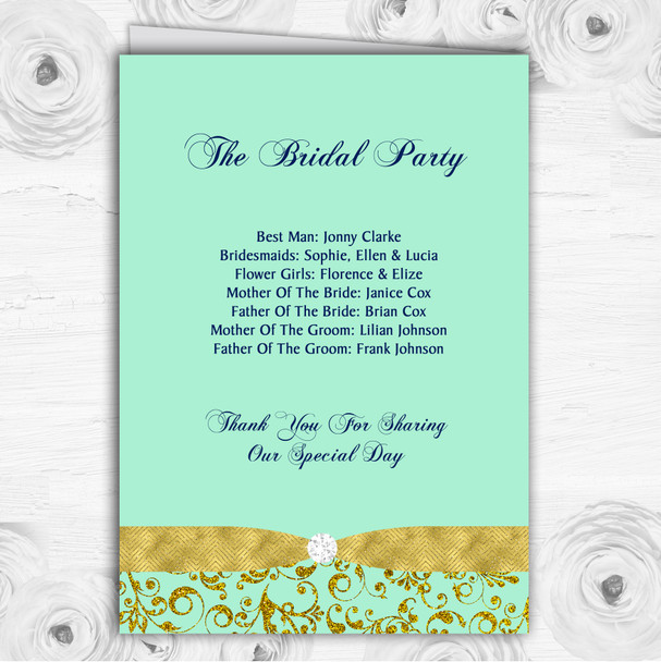 Gold And Cool Mint Green Vintage Wedding Double Sided Cover Order Of Service