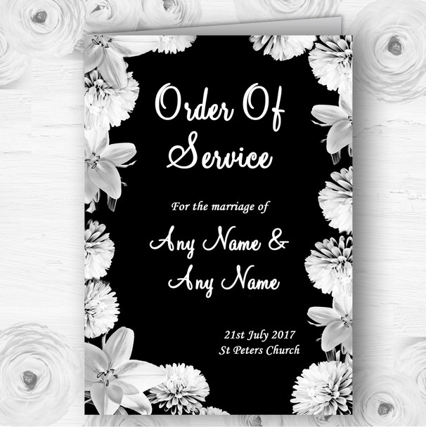 Stunning Lily Flower Black White Wedding Double Sided Cover Order Of Service