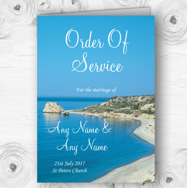 Cyprus Beach Abroad Personalised Wedding Double Sided Cover Order Of Service