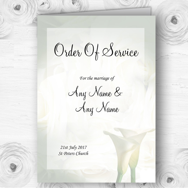 White Lily Stunning Personalised Wedding Double Sided Cover Order Of Service