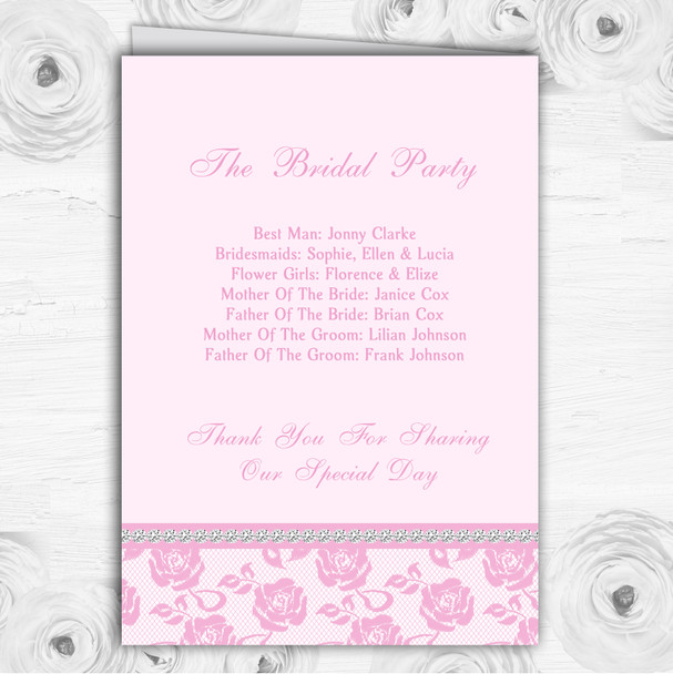 Pretty Baby Rose Pink Floral Diamante Wedding Double Cover Order Of Service