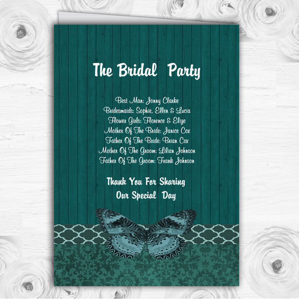 Rustic Vintage Wood Butterfly Turquoise Teal Wedding Cover Order Of Service