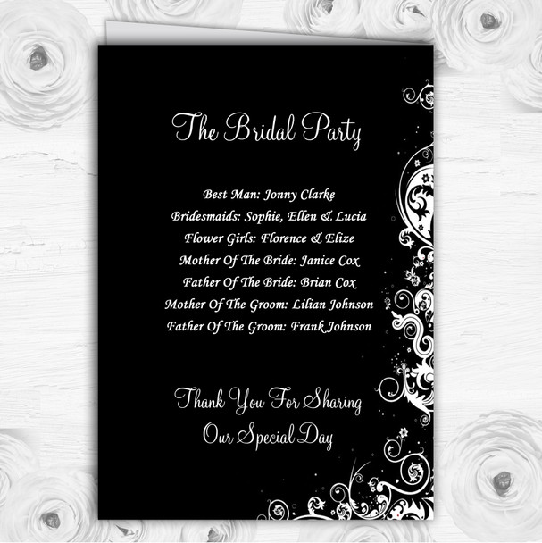 Black White Swirls Personalised Wedding Double Sided Cover Order Of Service