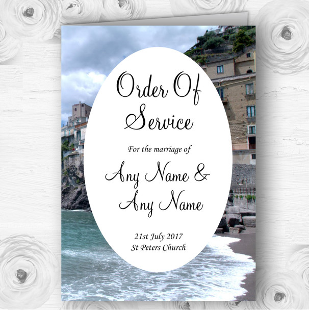 Italy Amalfi Coast Personalised Wedding Double Sided Cover Order Of Service