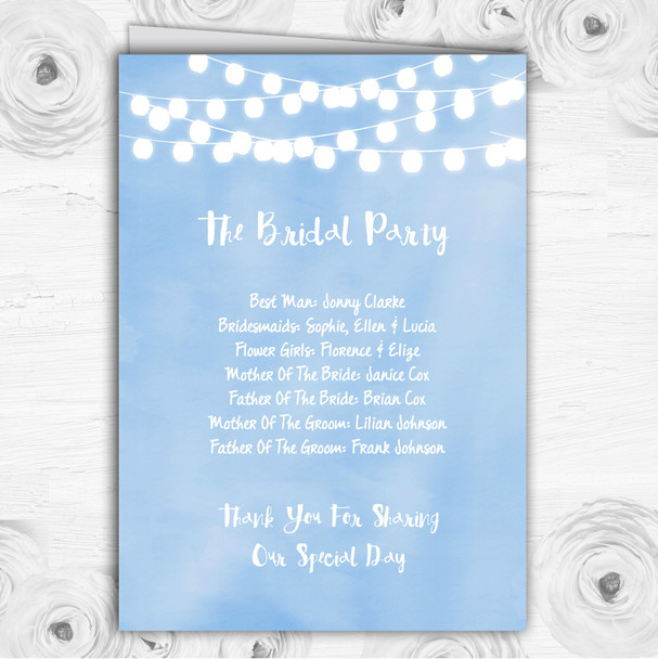 Powder Blue Lights Watercolour Wedding Double Sided Cover Order Of Service