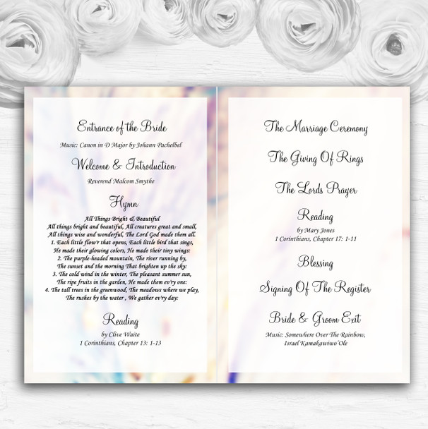 Music Treble Clef Personalised Wedding Double Sided Cover Order Of Service