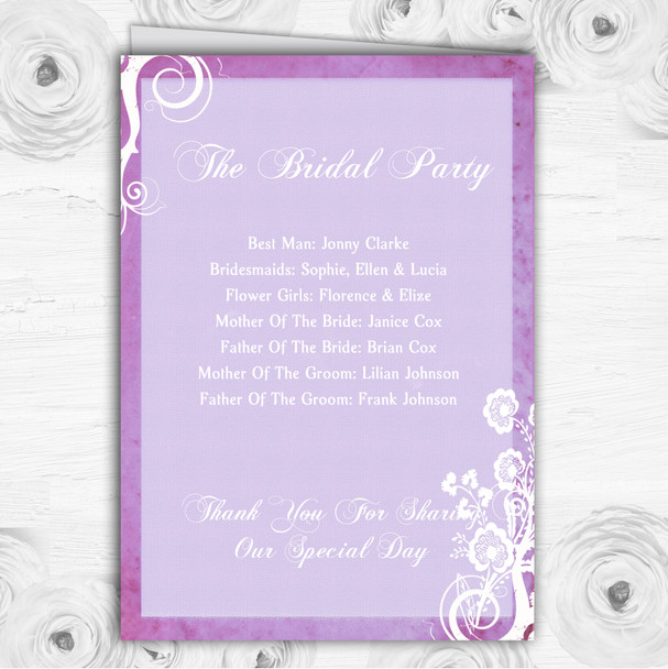 Rustic Lilac Lace Personalised Wedding Double Sided Cover Order Of Service