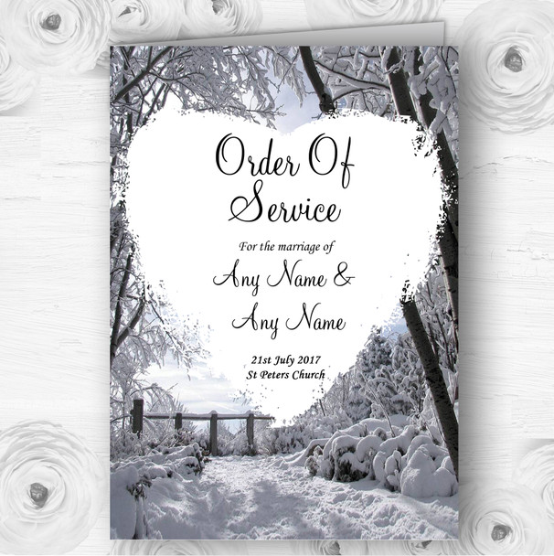 Winter Snow Scene Personalised Wedding Double Sided Cover Order Of Service