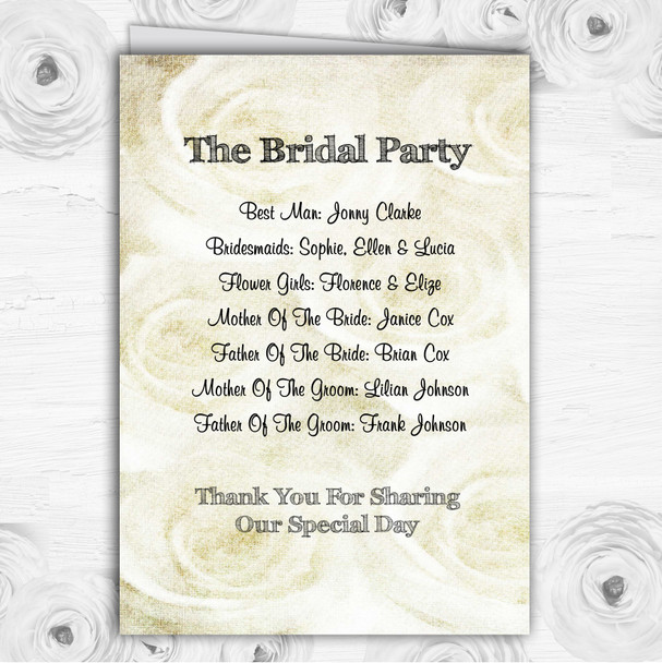 Cream Roses Chic Personalised Wedding Double Sided Cover Order Of Service