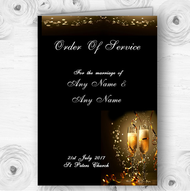 Black Champagne Personalised Wedding Double Sided Cover Order Of Service