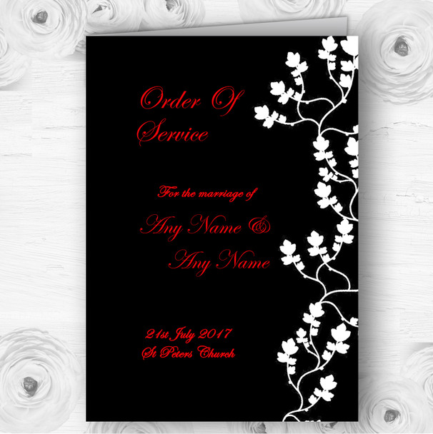 Black White Red Personalised Wedding Double Sided Cover Order Of Service