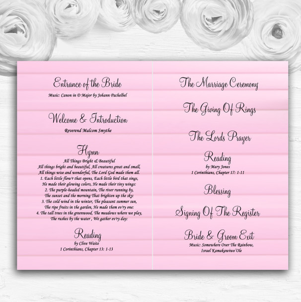 Pink Tulips Personalised Wedding Double Sided Cover Order Of Service