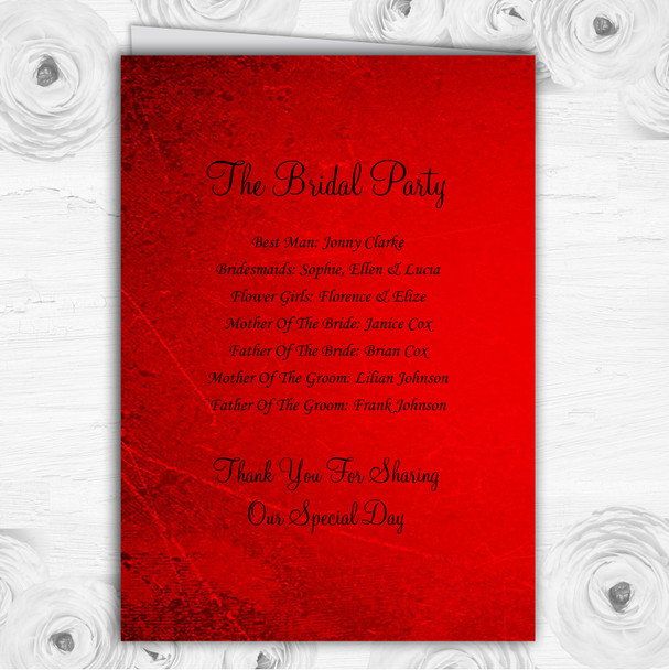 Red Flare Personalised Wedding Double Sided Cover Order Of Service