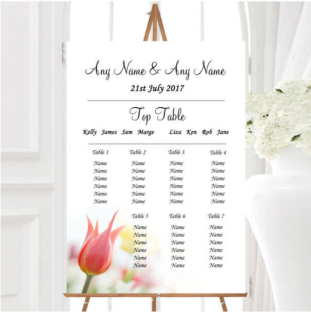 Dainty Pink And Yellow Floral Personalised Wedding Seating Table Plan