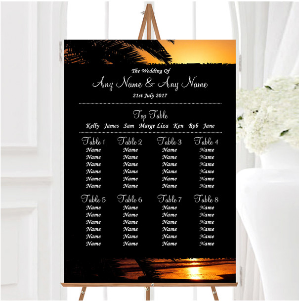 Gorgeous Florida Sunset Beach Personalised Wedding Seating Table Plan