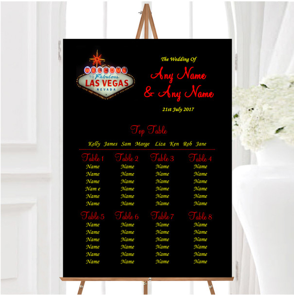 Las Vegas Sign Fabulous Personalised Wedding Seating Table Plan