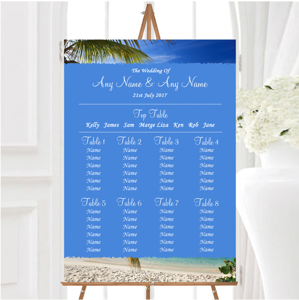 Palm Tree Beach Abroad Personalised Wedding Seating Table Plan