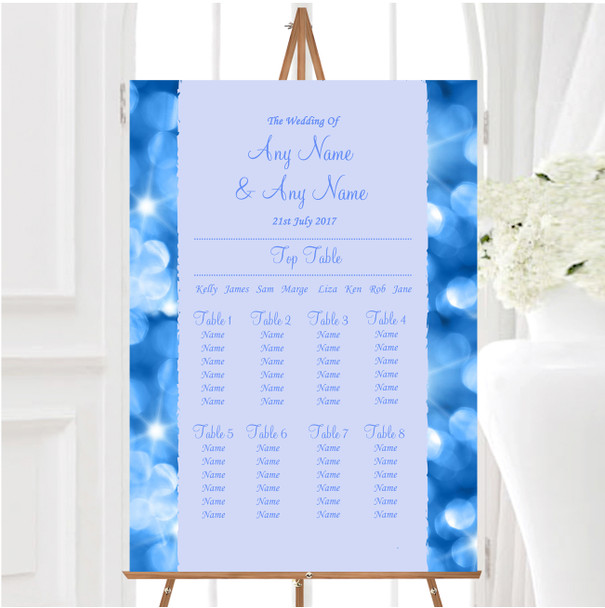 Twinkling Blue Lights Personalised Wedding Seating Table Plan