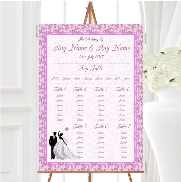 Pink Classic Vintage Personalised Wedding Seating Table Plan