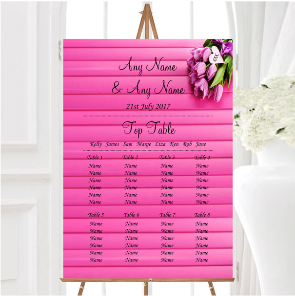 Pink Tulips Personalised Wedding Seating Table Plan