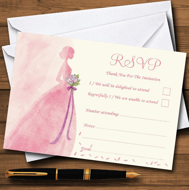 Pink Classic Bride RSVP Cards